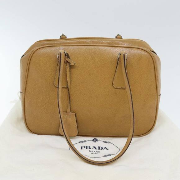 PRADA Shoulder Bag Leather Brown Silver Auth yk15387 - Picture 12 of 16